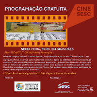 Guanhães vai receber Cine Sesc Itinerante com programação gratuita infantil