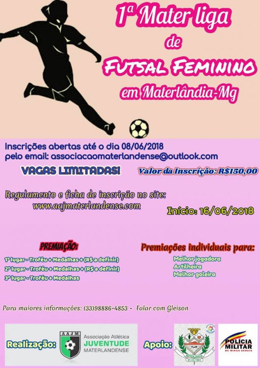 Materlândia vai realizar 1ª Materliga de Futsal Feminino