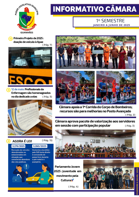 BOLETIM INFORMATIVO DO 1º SEMESTRE DE 2025 – CÂMARA MUNICIPAL DE GUANHÃES