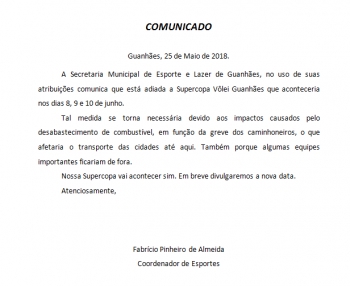Super Copa de Vôlei Guanhães é adiada de função do desabastecimento de combustível