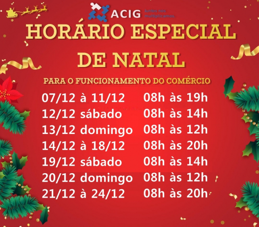NATAL: Comércio guanhanense terá horário de funcionamento estendido a partir de hoje