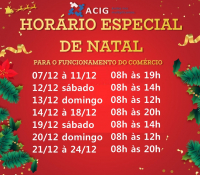 NATAL: Comércio guanhanense terá horário de funcionamento estendido a partir de hoje