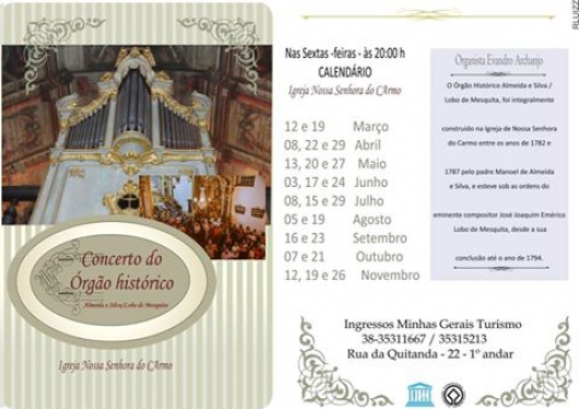 Mais edição da nova temporada do Concerto do Órgão Histórico de Diamantina acontece nesta sexta