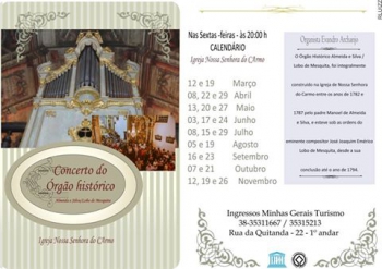 Mais edição da nova temporada do Concerto do Órgão Histórico de Diamantina acontece nesta sexta