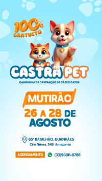 Castramóvel Pet dos Vales chega a Guanhães para realizar castrações gratuitas de cães e gatos