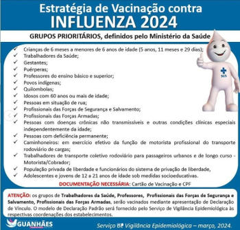 Campanha Estadual de vacinação contra a Influenza segue até o dia 31 de maio