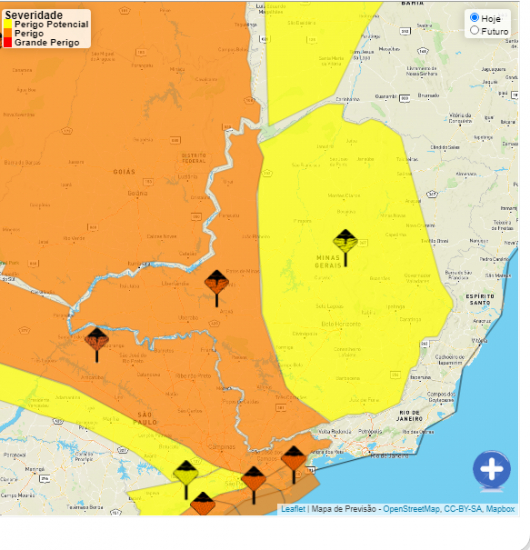INMET emite alerta amarelo de perigo potencial de chuvas para Guanhães