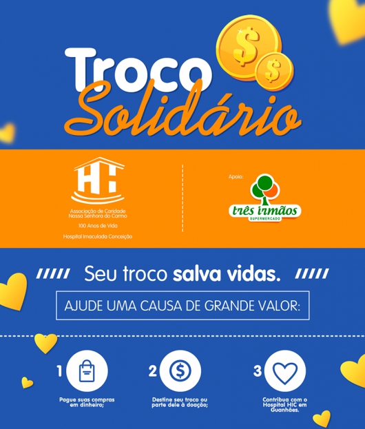 SOLIDARIEDADE: Supermercado Três Irmãos lança campanha “Troco Solidário” em Guanhães