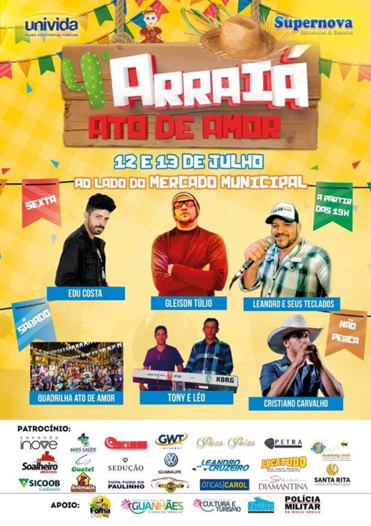 4ª Edição do Arraiá Ato de Amor acontece neste final de semana em Guanhães
