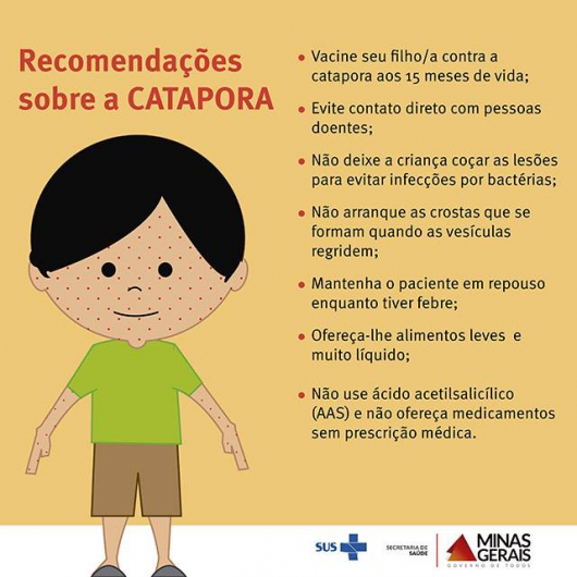 Secretaria de Saúde e Fhemig alertam contra casos de catapora