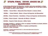 Etapa final do XXVIII Jogos da Quaresma acontece em Serro neste final de semana