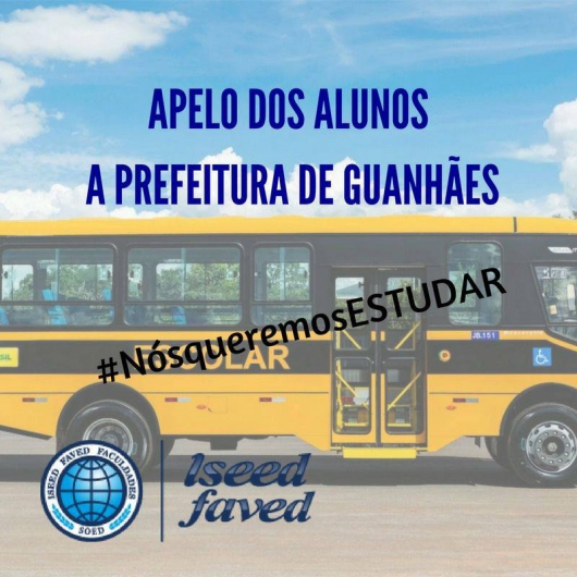 NósQueremosEstudar: Alunos do Iseed Faved realizam apelo nas redes sociais em prol de transporte universitário