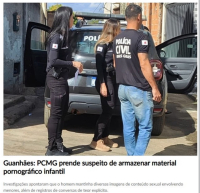 Suspeito de armazenar material pornográfico infantil é preso em Guanhães